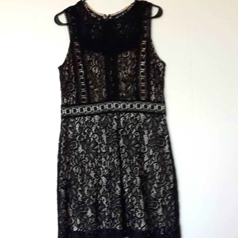 Womens Sz L Black Lace Lined Sleeveless Fairy Goth Witchy Grunge Witchy Dress